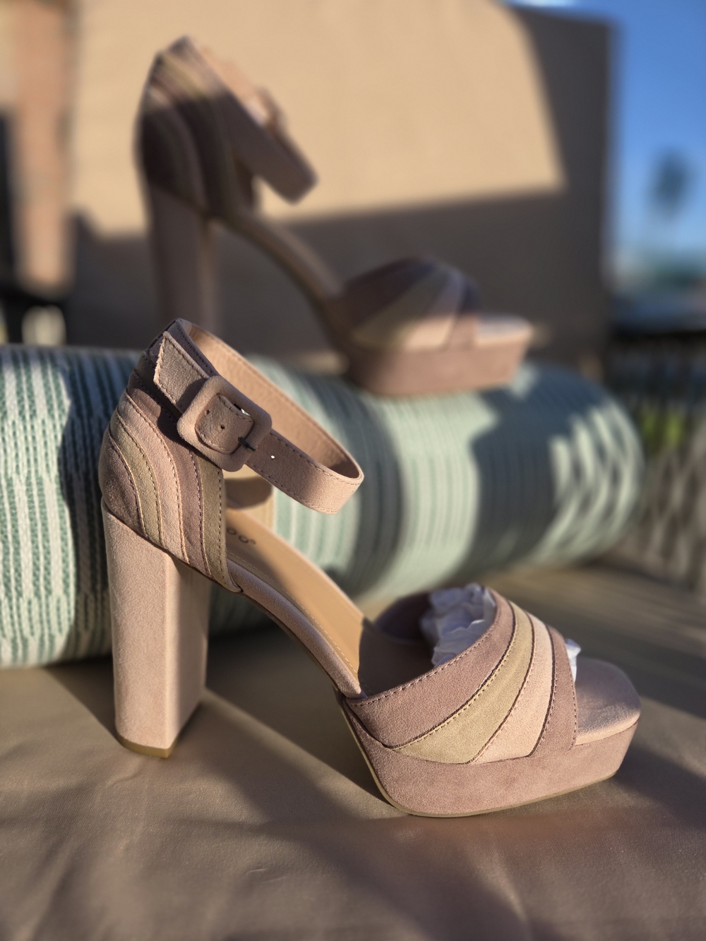 BAMBOO Blush Platform Ankle-Strap Heels